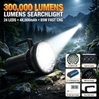 Lampe torche LED puissante 24*NBD7016 300000 Lumens avec ventilateur de refroidissement intégré, rechargeable USB bidirectionnelle, lampe de secours