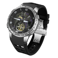 Montre mécanique automatique HANBORO Black Panther pour homme, style sportif lumineux, bracelet en silicone, montre-bracelet de super-héros