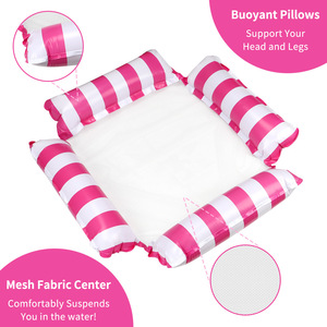 Inflatable Swim Float Striped Pink White Adult <b>Pool</b> <b>Lounge</b> Chair Recliner Water Raft - Product Image 5