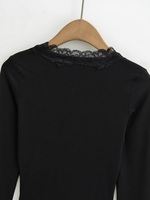 Haut court à manches longues en Lyocell, col en V, avec dentelle, nœud et cordon de serrage, coupe ajustée, pour superposition, OEM, pour femme, style urbain, sexy, club, décontracté