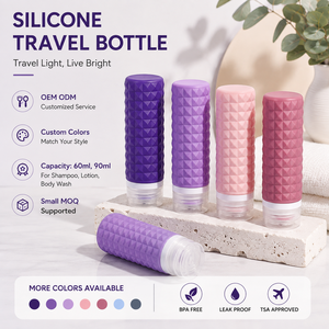 ชุดขวดซิลิโคนสำหรับเดินทางแบบรีฟิลได้ ปลอดภัยต่ออาหาร ปราศจากสาร BPA ป้องกันการรั่วซึม ได้รับการรับรองจาก TSA เป็นมิตรกับสิ่งแวดล้อม - Product Image 1