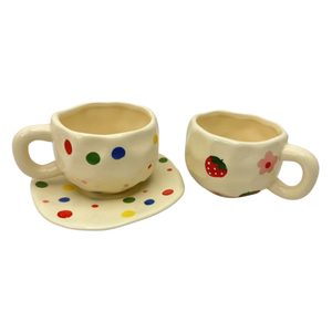 Factory Newest Price Wholesale Handmade Ceramic Coffee Cup Irregular <b>Mug</b> Breakfast Cup <b>Set</b> for Milk Coffee or Tea - Product Image 6