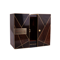 Boîte-cadeau de whisky de luxe personnalisé très brillant Boîte-cadeau de whisky de vin en bois haut de gamme Boîte de rangement pour le vin au design marqueté à double porte