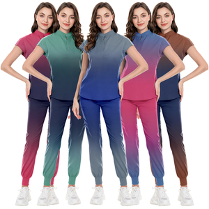 LOGO imprimé à séchage rapide travail chirurgical à manches courtes unisexe médecin oral infirmière pour animaux de compagnie gommage uniformes dégradés ensembles de gommage gommage - Product Image 2