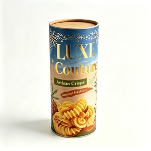 Luxury Christmas Rigid Round Tube Box for Gourmet Potato Chips Snack Food <b>Packaging</b> Custom <b>Printed</b> Manufacturer - Product Image 1