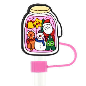 <b>Christmas</b> Series <b>Cup</b> Cover PVC Soft 10MM <b>Straw</b> Cap Dust Decoration Cartoon Beads Eco-Friendly and Sustainable - Product Image 5