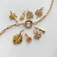 Collier à chaîne en acier inoxydable avec pendentif interchangeable DIY motif plante tropicale EManco Fashion pour femme, livraison directe