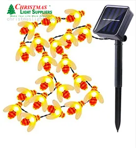 customized LED Bee lights string Solar Honeybee outdoor led lights Waterproof Garden Patio led bumblebees christmas