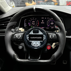 Volante de Fibra de Carbono con Cuero Perforado para Volkswagen <span class=keywords><strong>Golf</strong></span> <span class=keywords><strong>7</strong></span> MK7 <span class=keywords><strong>Clubsport</strong></span> S Polo Tiguan Touareg Teramont, Listo para Instalar - Product Image 4