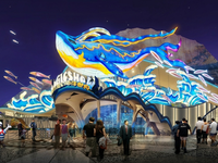Lanternes suspendues géantes en forme de carpe dragon et de lotus, éclairages de plafond pour centres commerciaux, idéales pour le Nouvel An et les expositions commerciales