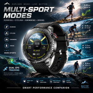 Montre connectée GPS SENBONO pour hommes, écran HD 1,43'', GPS intégré, altimètre, baromètre, boussole, commande vocale AI, compatible avec Android et <span class=keywords><strong>iPhone</strong></span> - Product Image 4
