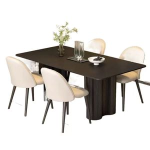 Juego de Mesa y Sillas de Comedor Rectangular con Efecto Piedra Minimalista <span class=keywords><strong>Jmo</strong></span>, Muebles para el Hogar, Casas Pequeñas, Estilo Moderno, Simple y Lujoso, No Plegable - Product Image 5