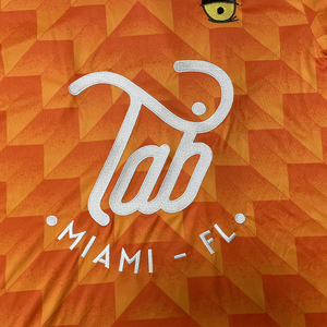 Camiseta de fútbol con patrón bordado personalizado, camiseta de fútbol naranja con diseño de sublimación en color - Product Image 5