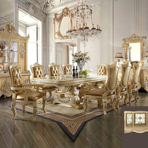 Tavolo da Pranzo Classico Europeo in Legno con 6-8 Sedie, Arredamento <span class=keywords><strong>Vintage</strong></span> per <span class=keywords><strong>Cucina</strong></span>, Set Completo di Lusso per Sala da Pranzo da 10-12 Posti - Product Image 5