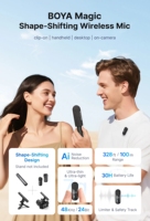 BOYA Magic 4-in-1 Kabelloses Lavalier-Mikrofon für iPhone Android USB-C Telefone & Kameras für Interviews & Live-Streaming