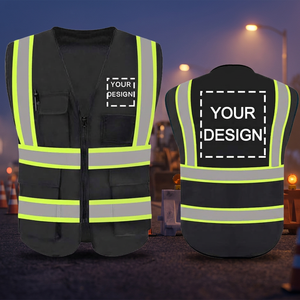 Chaleco de Seguridad Impermeable Personalizable ANSI Clase 2 con Franjas Reflectantes, Negro y Amarillo, Alta Visibilidad, Ropa de Trabajo para Hombres y Mujeres - Product Image 4