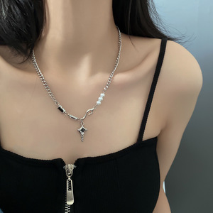 Kalung liontin bintang minimalis untuk pria/wanita, aksesori mewah ringan hiphop Punk Gotik Edgy - Product Image 4