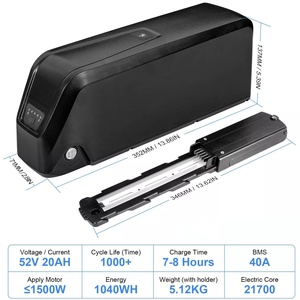 <span class=keywords><strong>48v</strong></span> 25ah 電動自転車バッテリー 52v 20ah 電動自転車リチウムバッテリーパック 250w 500w 750w 1000w 1500wモーター用 USB付き - Product Image 3