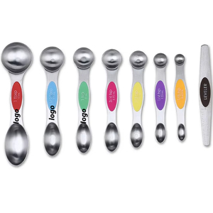 Cucharas Medidoras Magnéticas Superpuestos de Acero Inoxidable 430 con Logotipo Personalizado, de Doble Cabeza y Graduadas, en Promoción - Product Image 1