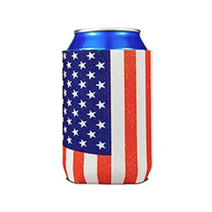 Amerikaanse Vlag Frisdrank Bier Drinken Koeler Geschikte Fles Zak Draagbare Kleine Thermische Lunch Wijnzakken Populaire Waterdichte Blikjes Hoes