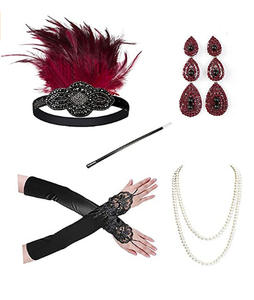 1920 Vintage Flapper accessoires ensemble Great Gatsby Costume <span class=keywords><strong>bijoux</strong></span> diamant bandeau collier gants boucle d'oreille <span class=keywords><strong>porte</strong></span>-cigarette - Product Image 2