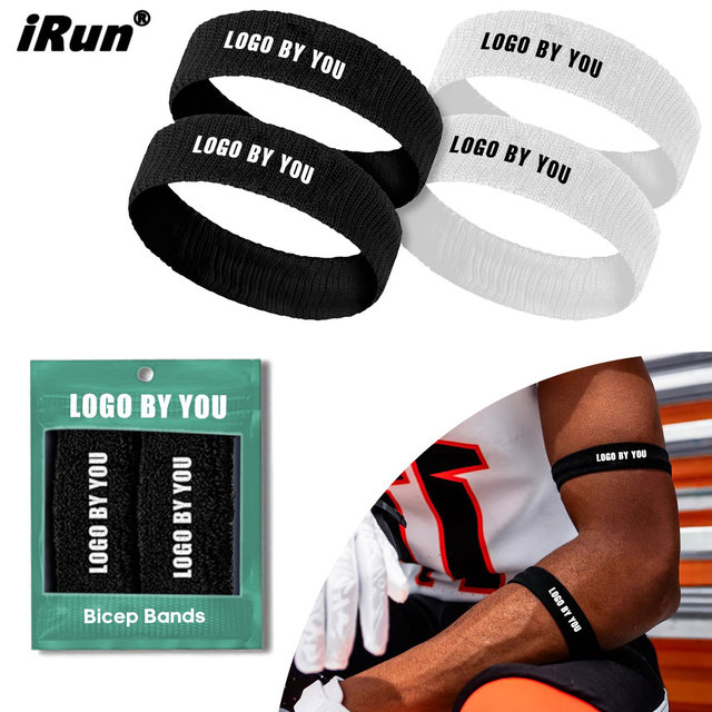 IRun Customized Embroidery Logo Football Arm Bands Sweat-Wicking Cotton Bicep Band Arm Sweatband