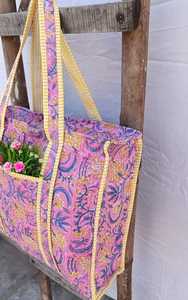 Bolso tote acolchado de algodón para portátil, con estampado a mano, bolso de hombro para oficina y viajes, para mujer - Product Image 6