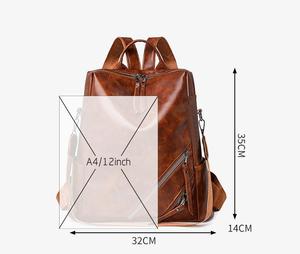 SG0575 zaino da <span class=keywords><strong>donna</strong></span> in stile College nero e marrone - Product Image 3