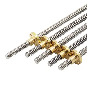 T-Type 304 Stainless Steel T8 Stepper Motor Screw 3D Printer Ladder 100mm 300mm Length Lead Screw with Nut