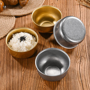 ชามขนมสแตนเลสแบบย้อนยุค จานใส่เครื่องปรุงทรงกลมหนา สำหรับงานเลี้ยงแคมป์ปิ้ง อาหารโรงแรม สีพื้น - Product Image 2