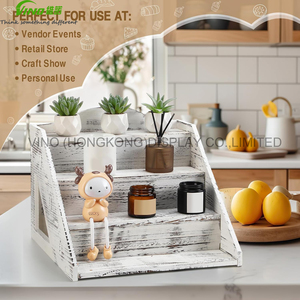 4-Tier Rustic <b>Wood</b> <b>Cupcake</b> Display <b>Stands</b> for Retail Craft Fair Baby Shower Wedding Party countertop display - Product Image 2