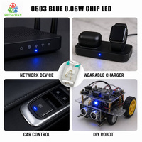 LED SMD 0603 bleue 3V 5mA 0.06W avec puce de couplage pour casque Bluetooth, haut-parleur, PC Mod