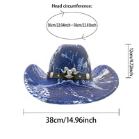 Chapeaux de cowboy bleus personnalisés en gros avec tête de taureau, style gothique, pour festivals et fêtes, pour adultes