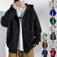 Sweat-shirt à capuche zippé en polaire uni, coupe ample, personnalisable avec logo brodé, taille US, pour homme, décontracté, vierge, vente en gros