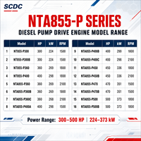 Moteur diesel SCDC authentique CUM NT855-P300 300HP 224kW 1500RPM pour pompe à incendie, pompe à eau, applications industrielles
