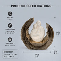 Sculpture en porcelaine de la Sainte Famille en gros avec éclairage LED, cadre demi-lune, décoration religieuse de Noël en vrac