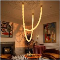 Lustre LED moderne de luxe, éclairage suspendu en verre d'excellente qualité pour hôtel, collier de perles, grand luminaire pour chambre