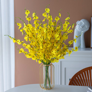 Ramo de Orquídeas Artificiales West Lake Butterfly Dancing, 66 cm, Amarillo, Arreglo Floral de Seda en Jarrón para Decoración del Hogar - Product Image 1