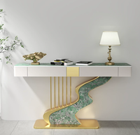 Armoire décorative de luxe moderne pour salon plaque de roche porche lampe de table art mural simple Foyer demi-cercle fin métal durable
