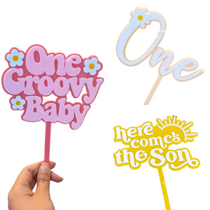 ท็อปเปอร์เค้กอะคริลิค รูปน้ำผึ้งและน้ำหวาน หนา 2.5 ซม. สองชั้น สีชมพู ม่วง ทอง เงิน โรสโกลด์ สำหรับตกแต่งงานปาร์ตี้ - Product Image 1