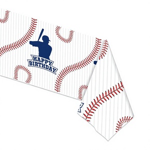 2 Confezioni di Tovaglie Rettangolari Monouso in Plastica a Tema Baseball 54x108 Pollici per Feste di <span class=keywords><strong>Compleanno</strong></span> e Baseball, Uso Interno HAPPY - Product Image 1