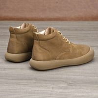 Chaussures de marche pour hommes en cuir de vache véritable, bout rond, à lacets, semelle extérieure en caoutchouc respirante, printemps automne, décontractées, confortables