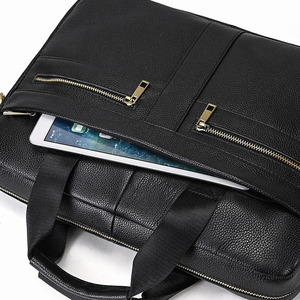 Venta de fábrica Cuero genuino Abogado <span class=keywords><strong>Caballero</strong></span> Maletín para computadora portátil Bolso de mensajero duradero Bolso de hombro Bolso para computadora portátil de negocios - Product Image 4
