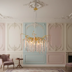 <span class=keywords><strong>Lampadario</strong></span> Moderno di Lusso in Ottone <span class=keywords><strong>a</strong></span> Forma di Ramo d'Albero con <span class=keywords><strong>Gocce</strong></span> di Cristallo Trasparente per Illuminazione Elegante di Soggiorno e Villa - Product Image 1