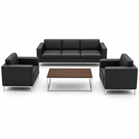 Ensemble de canapés pour salle d'attente avec canapé trois places, fauteuils et table basse pour projets de mobilier de bureau