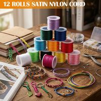 Cordón de Nylon Satinado Multicolor de 1.5m, 2mm, 80m, para Abalorios, Kumihimo, Macramé, Bolsos, Prendas y Manualidades de Calzado