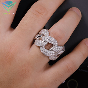Bague 3 rangs en moissanite VVS plaqué or argent sterling 925 certifiée GRA, passe le testeur de diamant, sertissage griffe, style hip-hop, cadeau - Product Image 6
