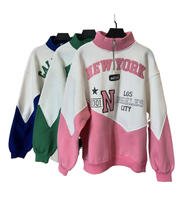 KY 3/4 Zip Color Block Broderie Patch Imprimer Sweat Activé Chemise Pull À Col Roulé