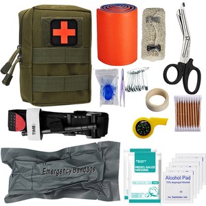 Kit de Primeros Auxilios para Supervivencia al Aire Libre, Suministros de Emergencia Tácticos Compactos, Bolsa de Nailon de 10.5x7x14.5cm con Asa en Forma de D - Product Image 1