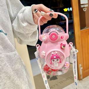 Bouteille d'eau à paille grande capacité pour enfants, motif dessin animé, sans BPA, lavable au lave-vaisselle, design esthétique et mignon pour filles - Product Image 4